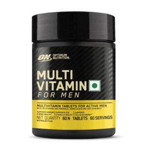 optimum nutrition (on) multivitamin for men– 60 tablets, 26 vitamins & minerals, amino acids & anti oxidants (green tea extract, beta carotene, lutein, lycopene). vegetarian.